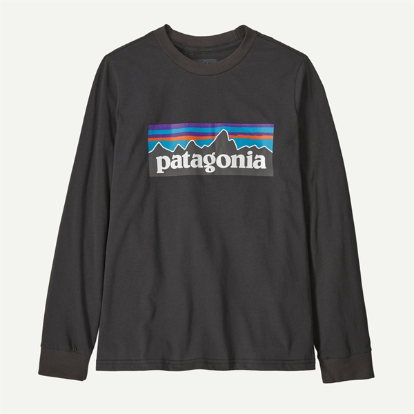 Patagonia Kids L/S P-6 Logo T-Shirt - Ink Black